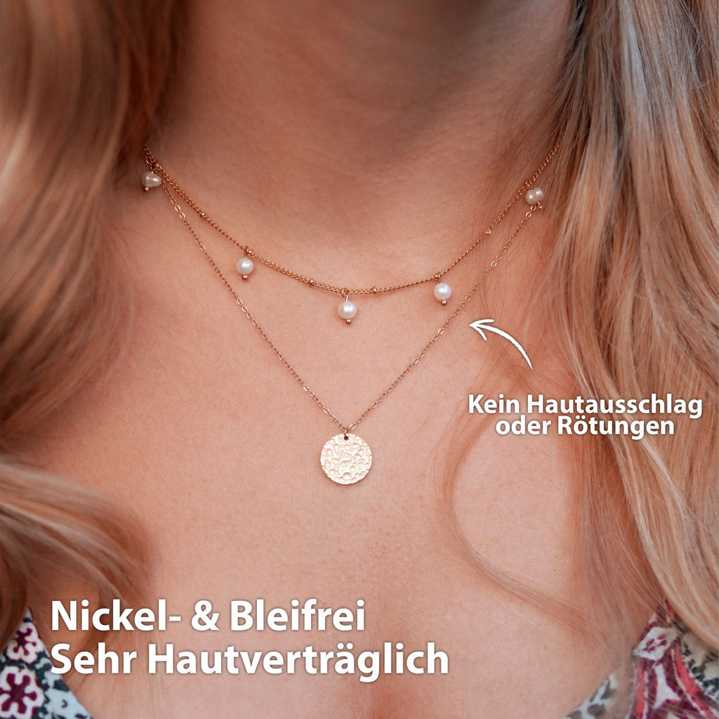 BonnyOcean Kette Rosegold mit echten Süßwasserperlen