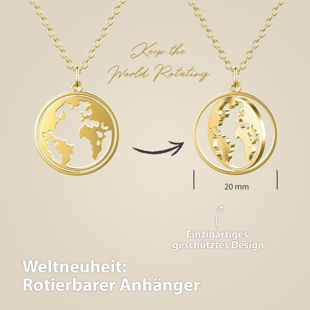 BonnyWorld Kette mit rotierbarer Weltkugel Gold