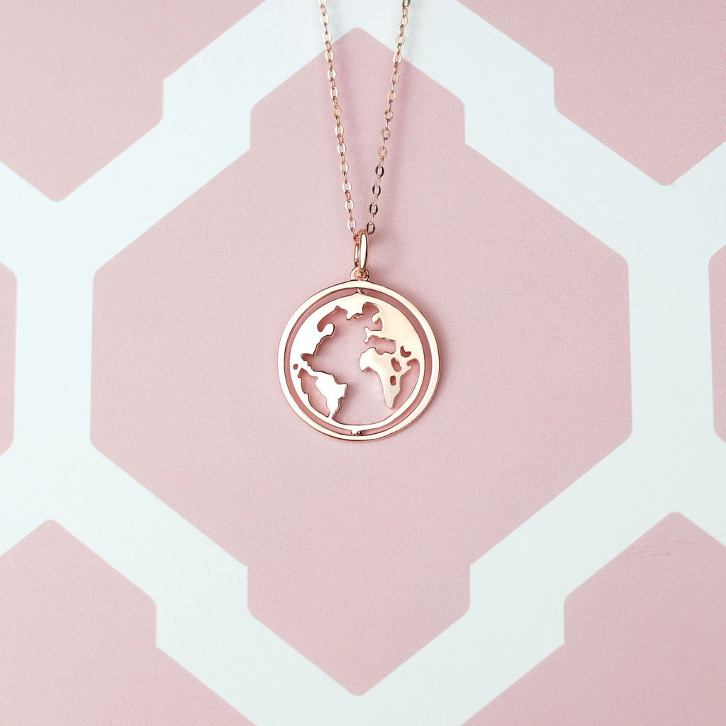 BonnyWorld Kette mit rotierbarer Weltkugel Rose