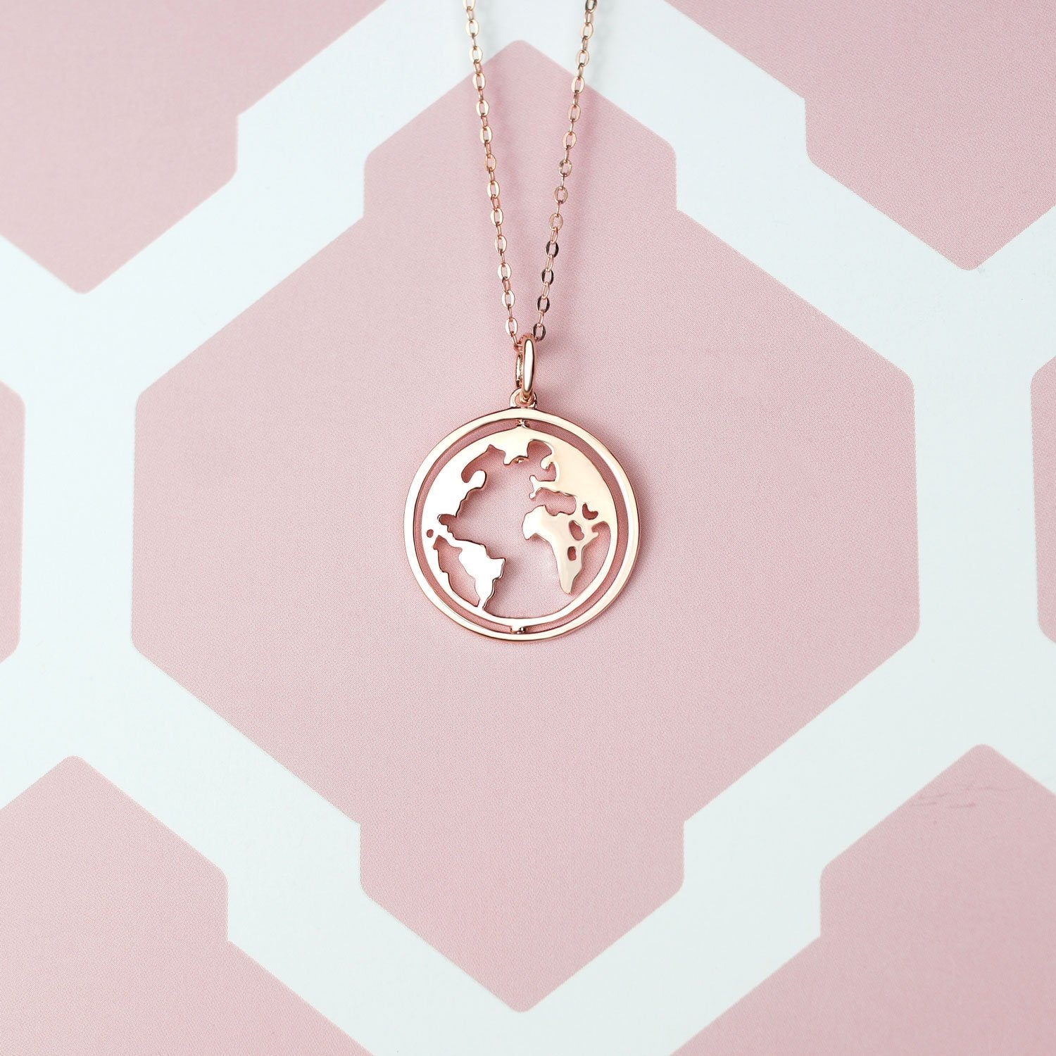 BonnyWorld Kette mit rotierbarer Weltkugel Rose