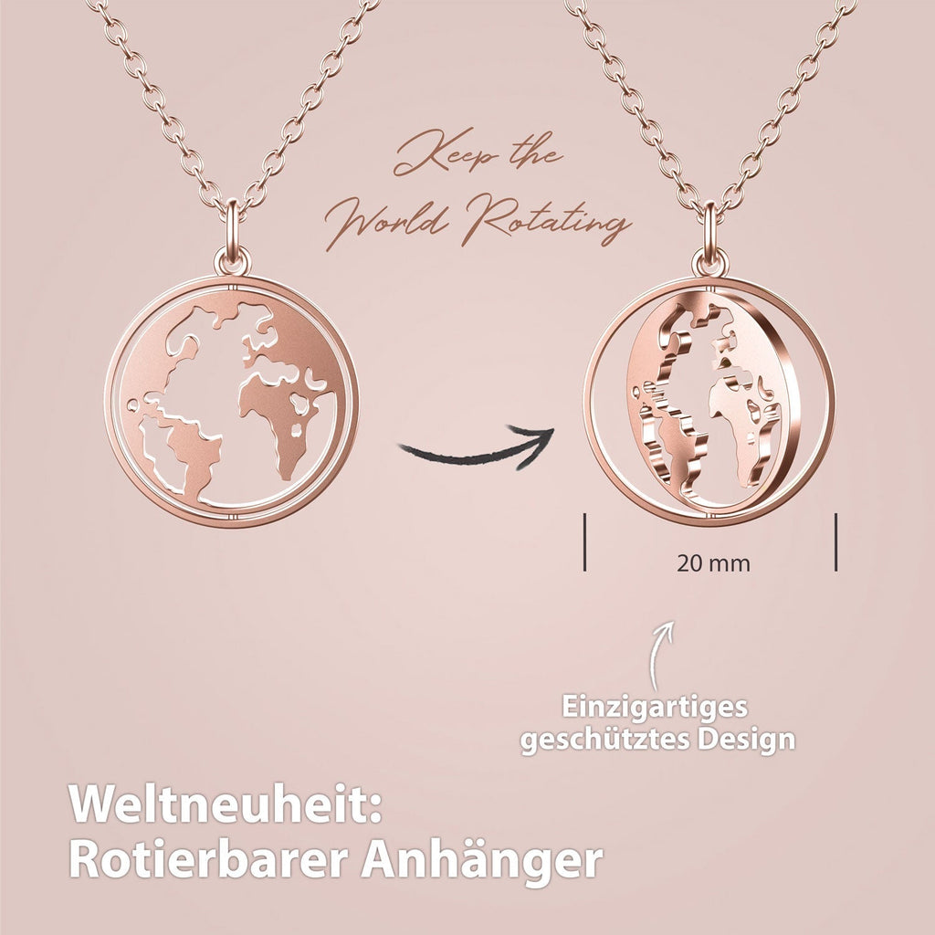BonnyWorld Kette mit rotierbarer Weltkugel Rose