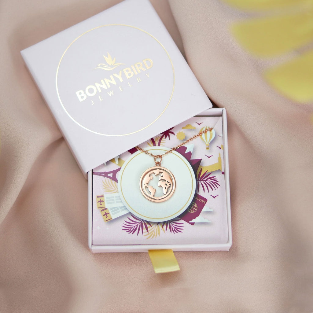BonnyWorld Kette mit rotierbarer Weltkugel Rose
