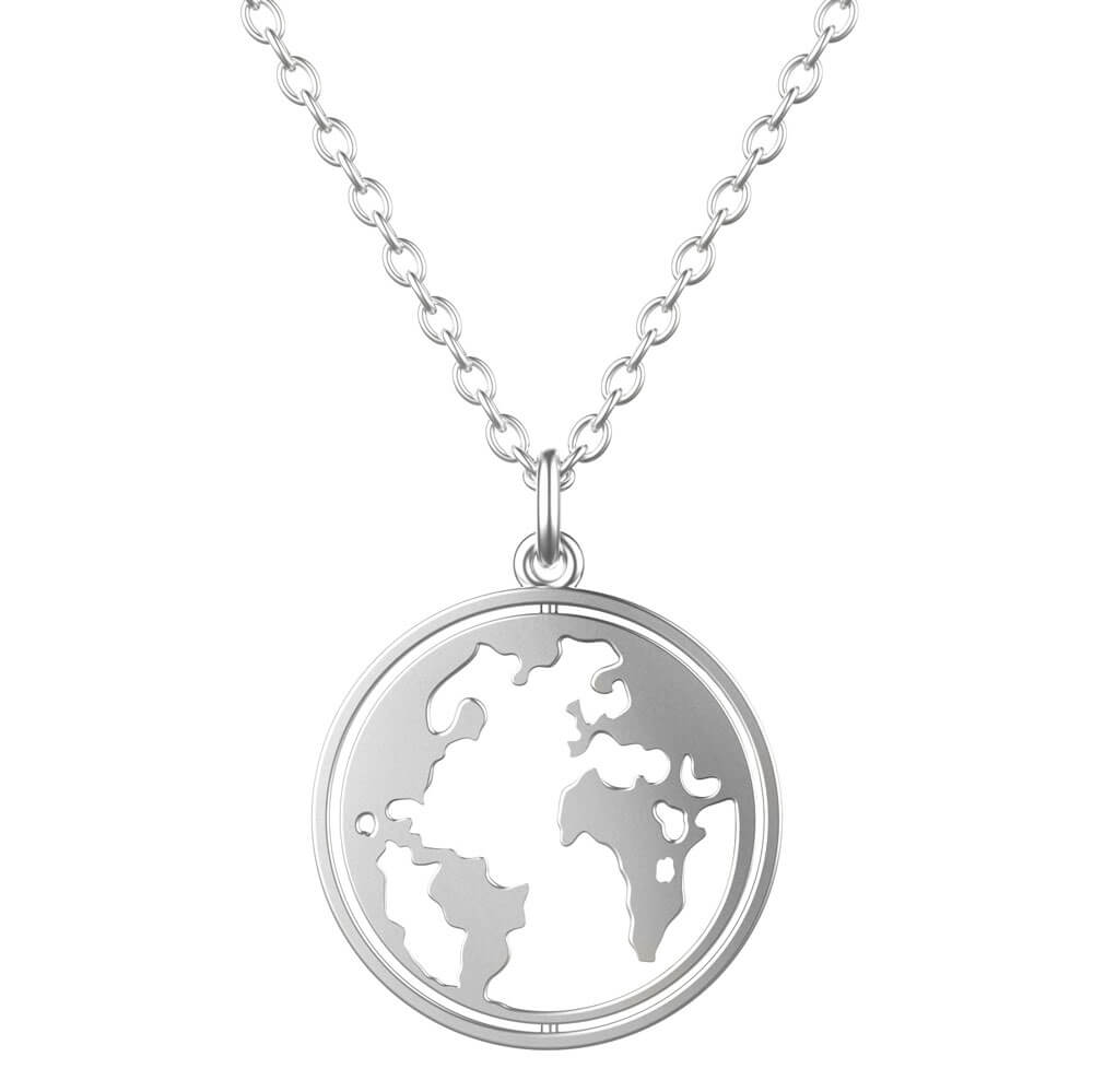BonnyWorld Kette mit rotierbarer Weltkugel Silber