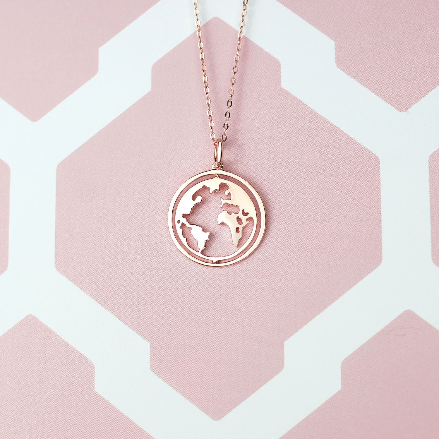 Bundle: BonnyWorld Weltkugel Kette + Armband Roségold