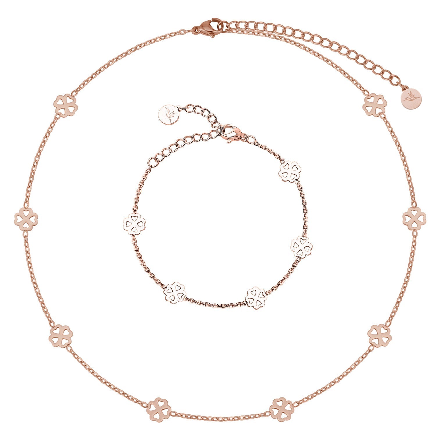 Bundle: BonnyBliss Kleeblatt Kette + Armband Roségold
