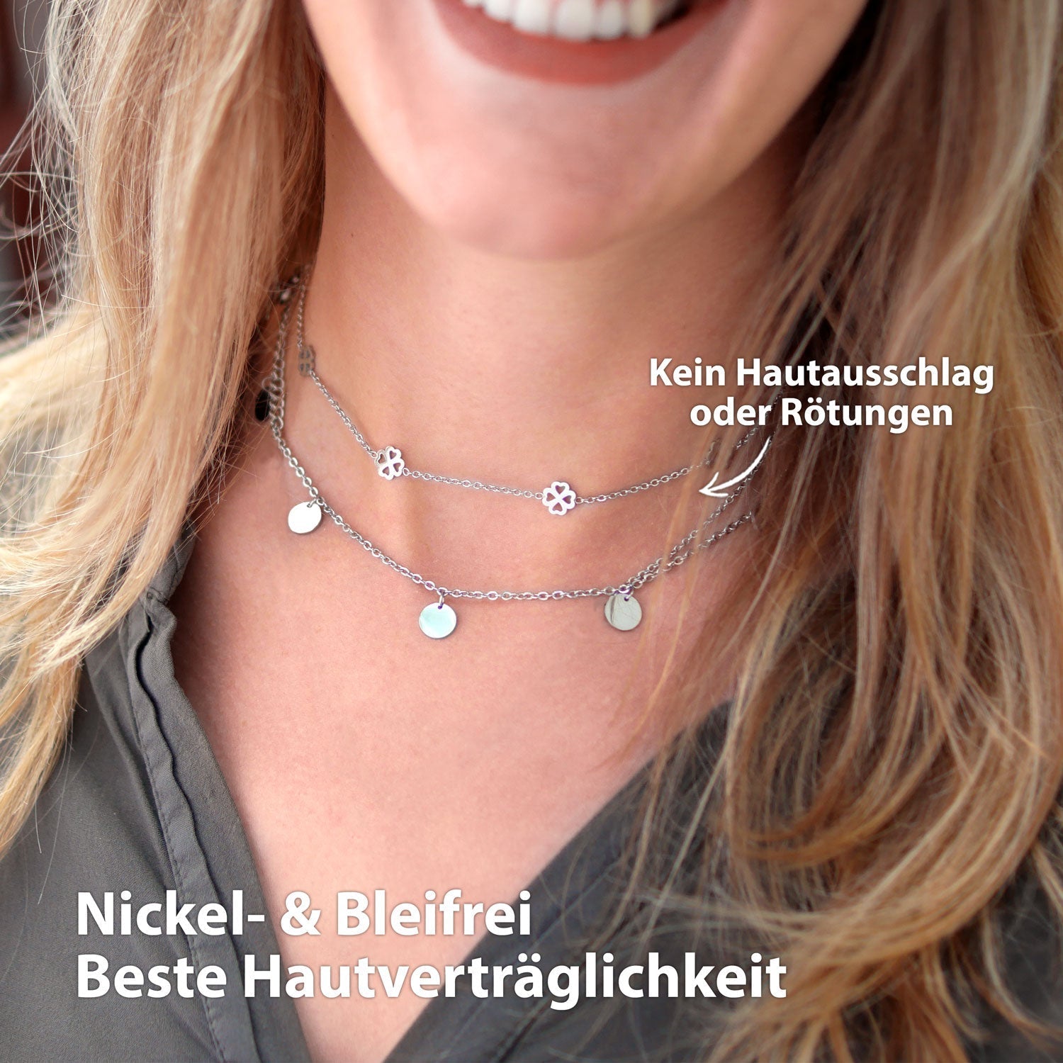 Bundle: BonnyBliss Kleeblatt Kette + Armband Silber