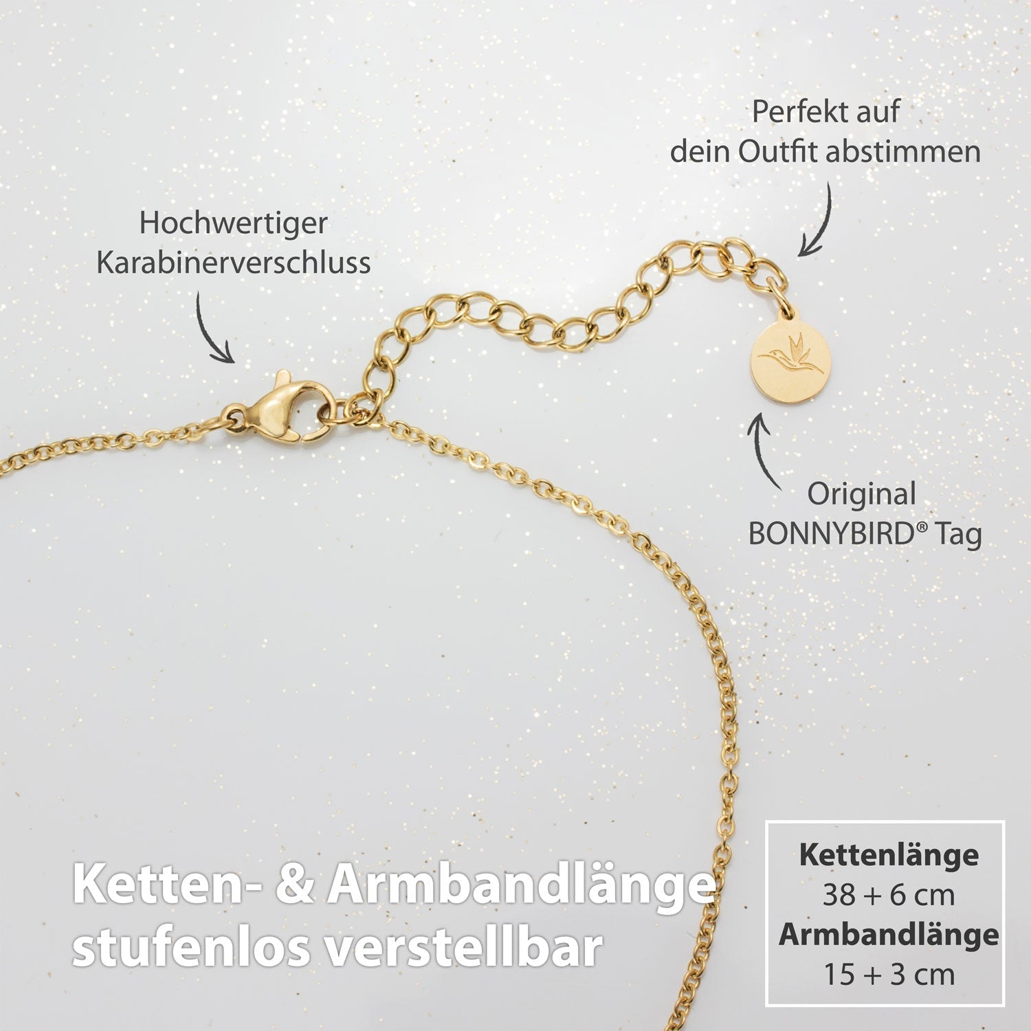 Bundle: BonnyCoin Plättchen Kette + Armband Gold