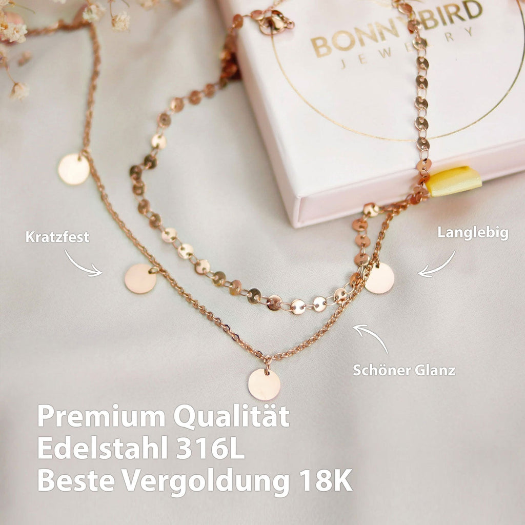 Bundle: BonnyCoin Plättchen Kette + Armband Roségold