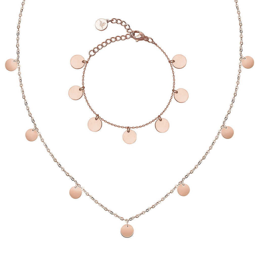 Bundle: BonnyCoin Plättchen Kette + Armband Roségold