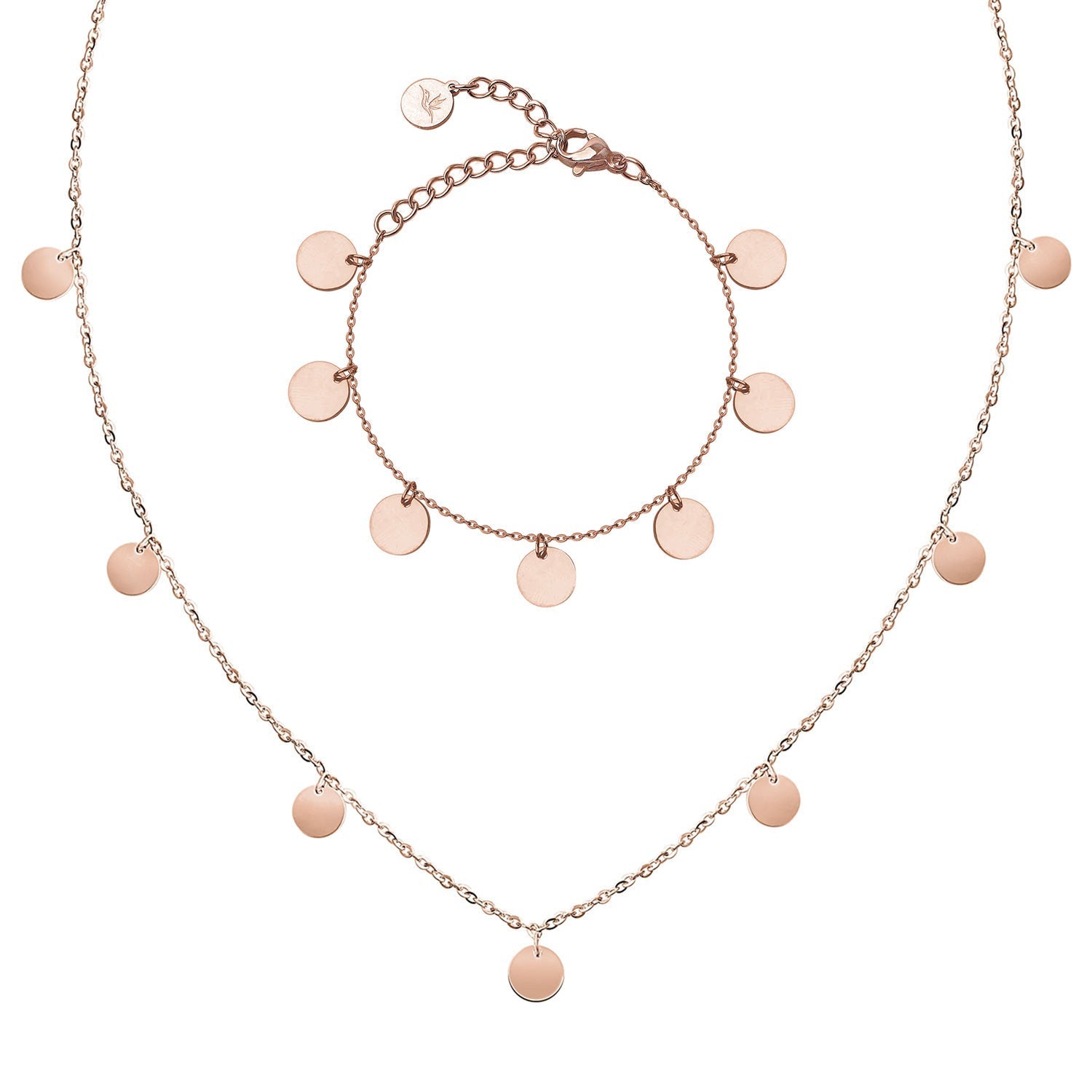Bundle: BonnyCoin Plättchen Kette + Armband Roségold