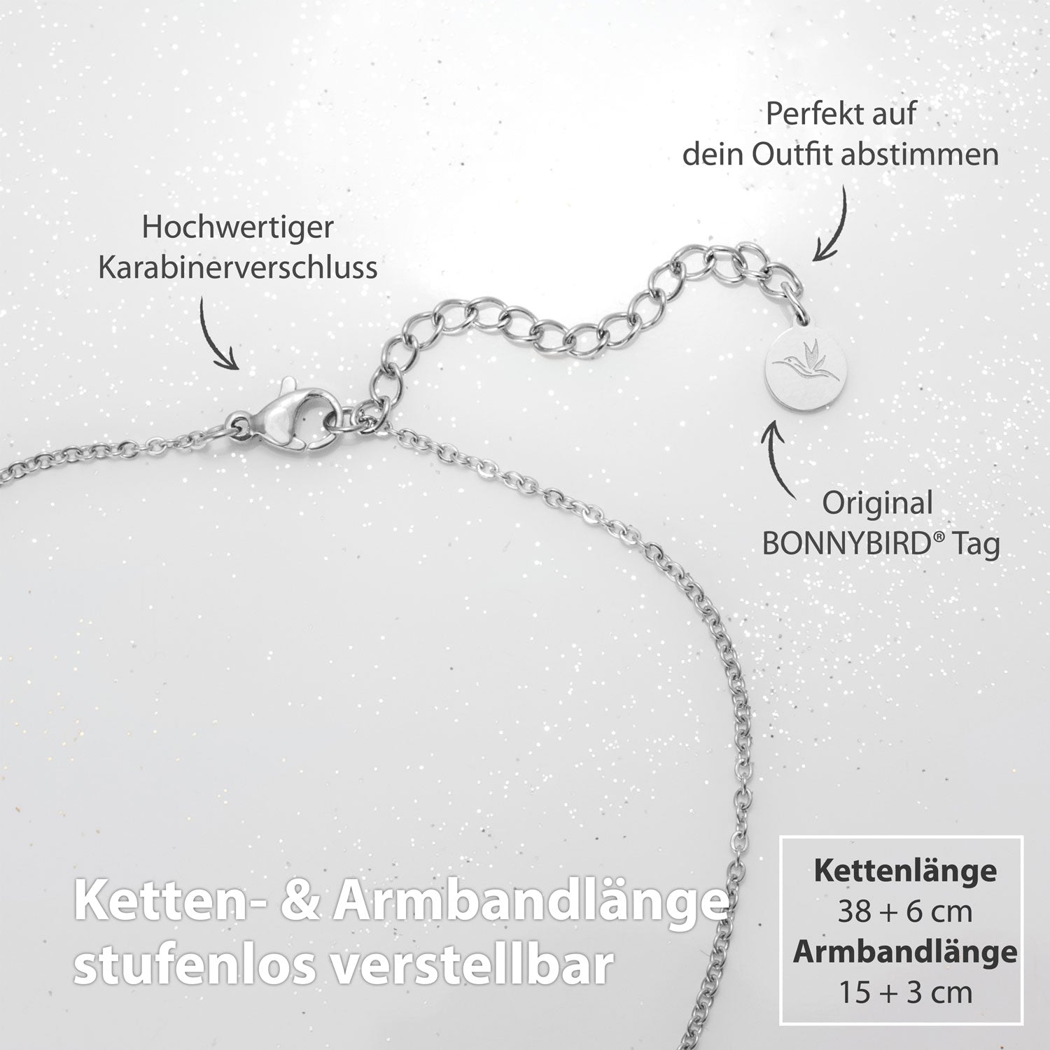 Bundle: BonnyCoin Plättchen Kette + Armband Silber