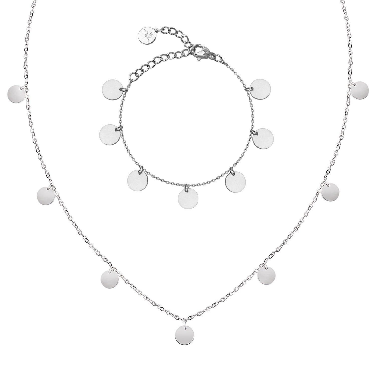 Bundle: BonnyCoin Plättchen Kette + Armband Silber