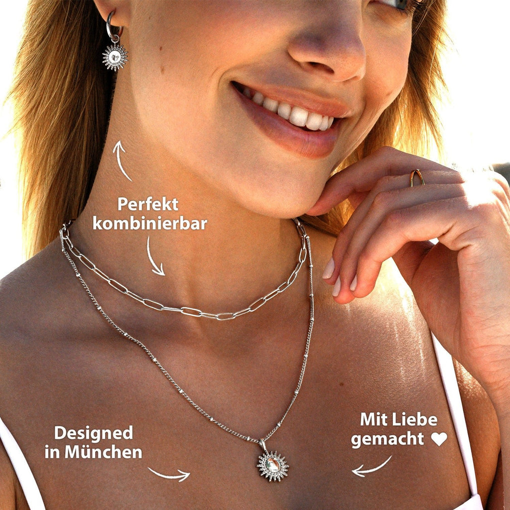 Bundle: BonnySun Kette + Ohrringe Sonne Silber