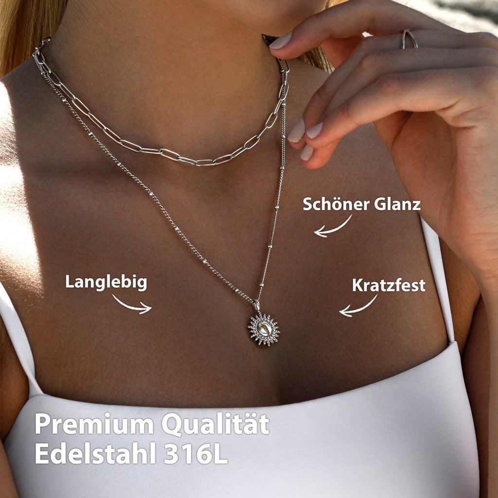 Bundle: BonnySun Kette + Ohrringe Sonne Silber