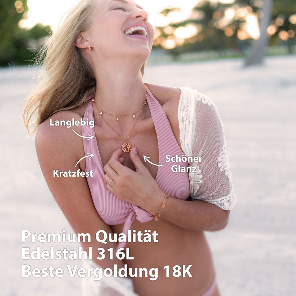 Bundle: BonnyWorld Weltkugel Kette + Armband Roségold