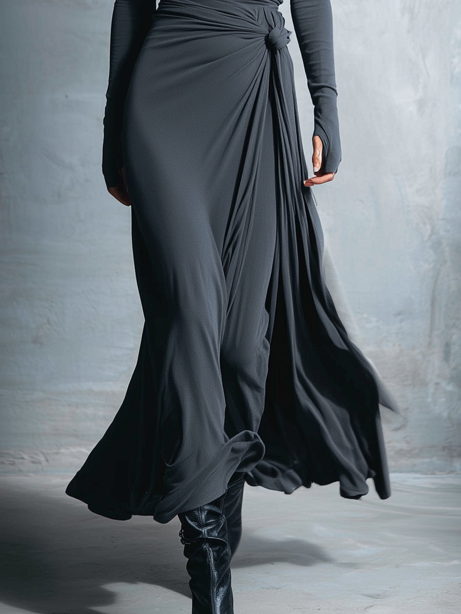 Gabriella | Langes Kleid mit seitlichem Knoten-Detail