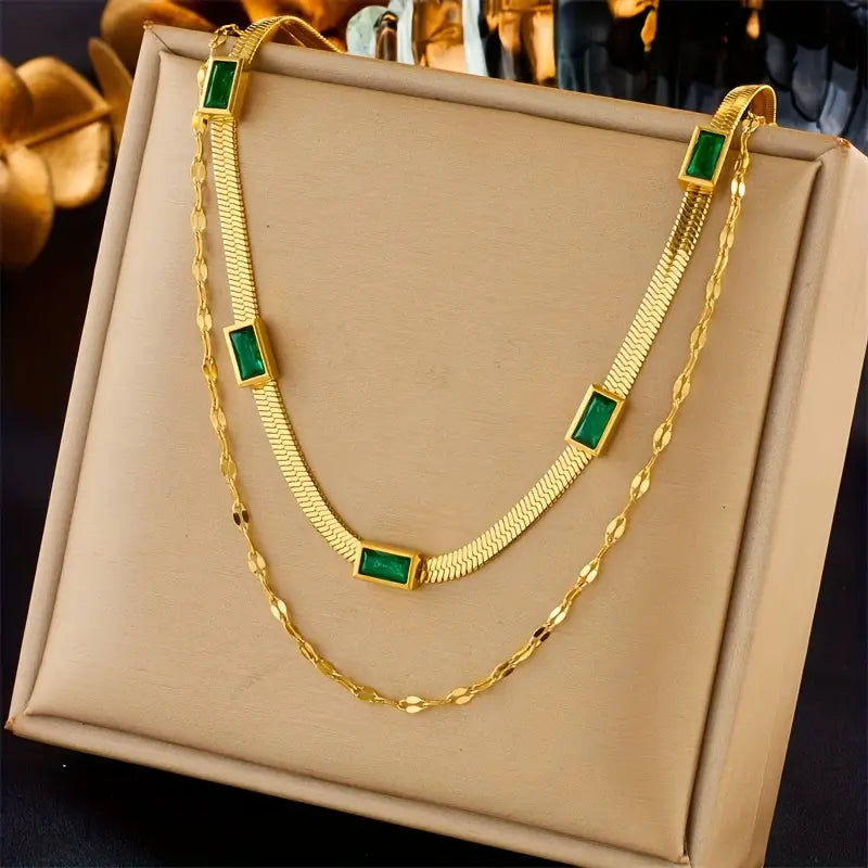Collier Vintage à Double Couche Serena Gem | Or