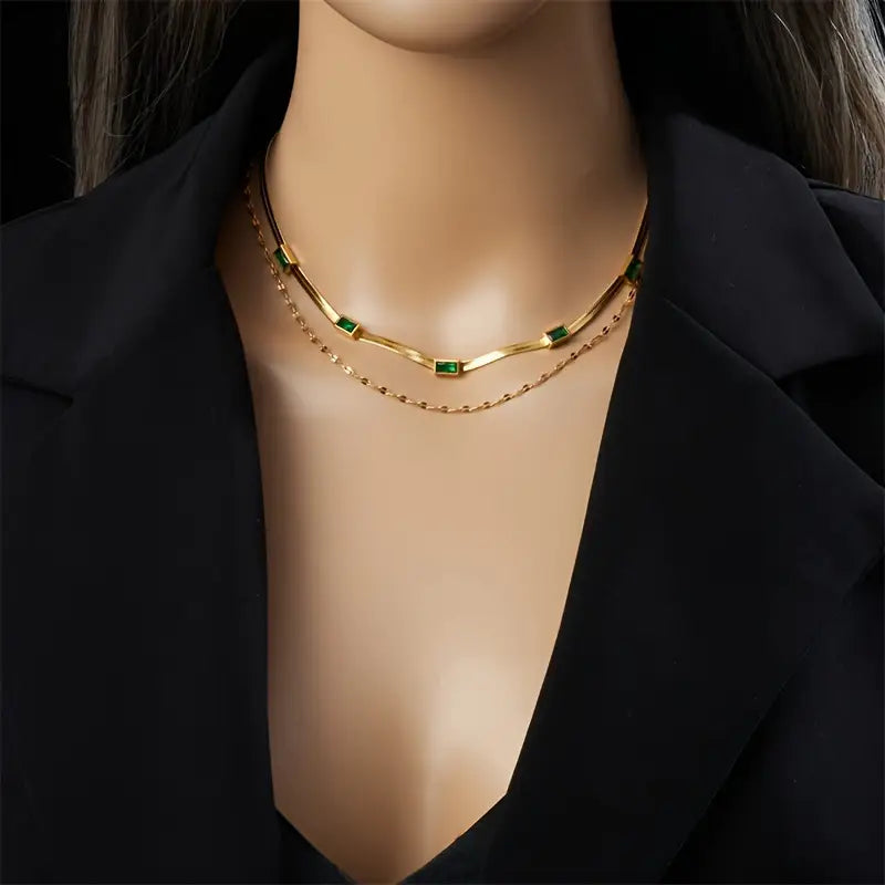 Collier Vintage à Double Couche Serena Gem | Or