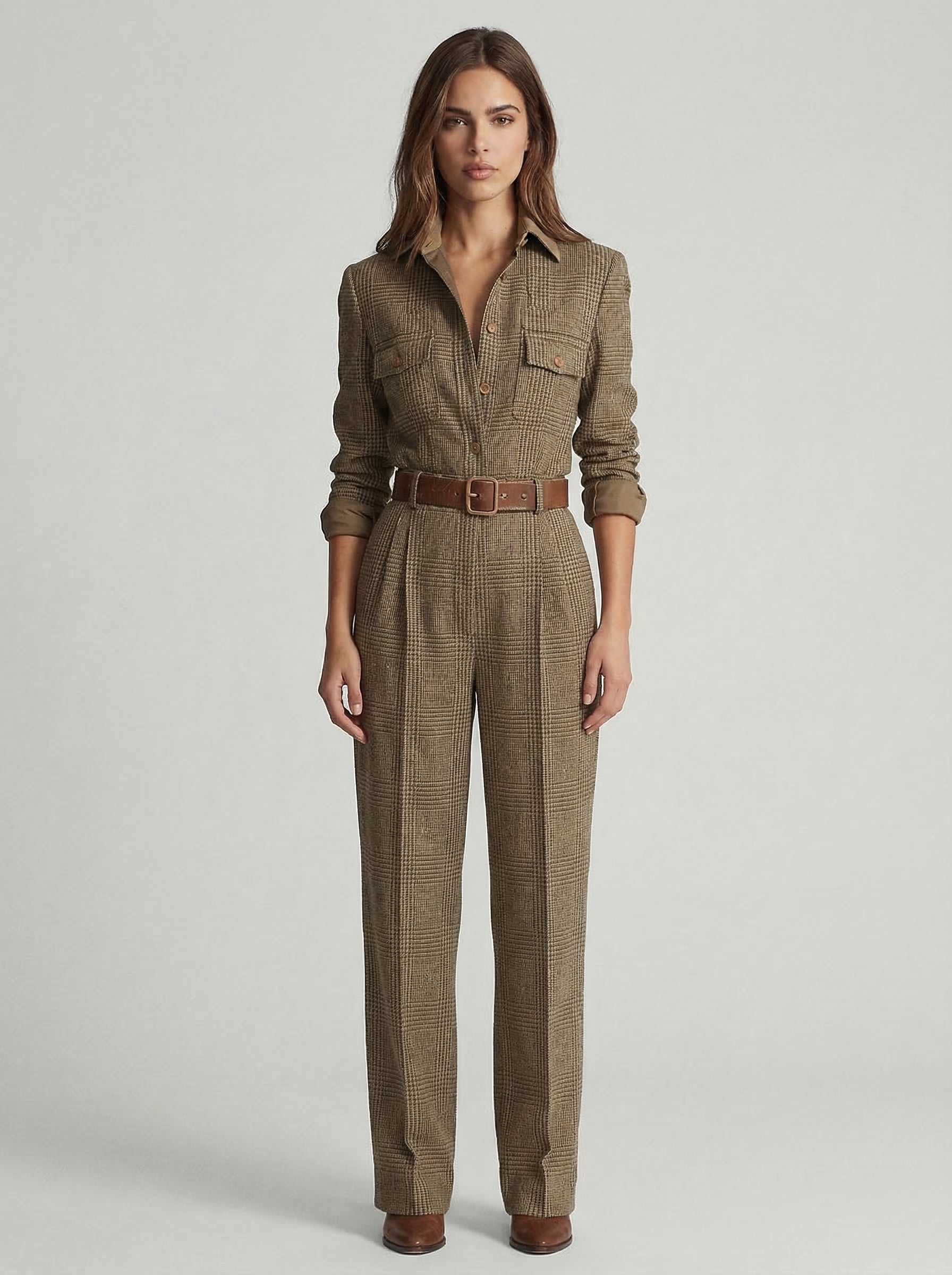 Celia | Karierter Jumpsuit mit Eleganten Akzenten