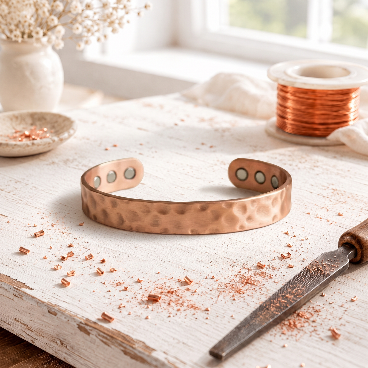Bracelet en cuivre moucheté