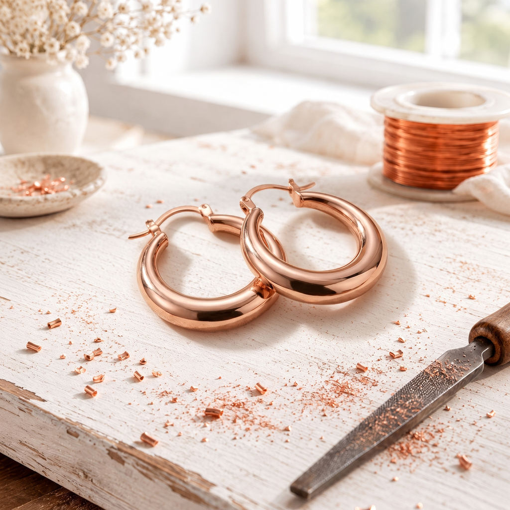 Boucles d'Oreilles Créoles en Cuivre Elara