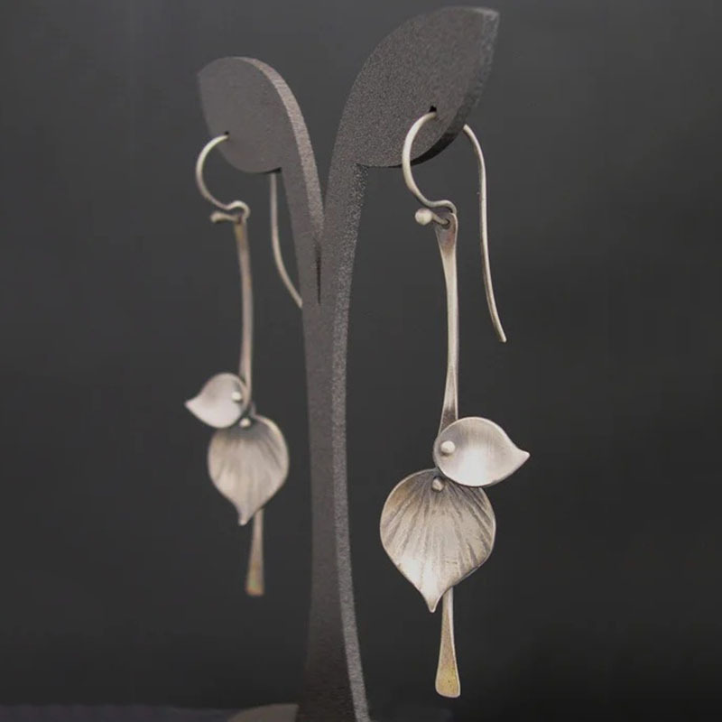 Silberne Vintage-Blatt-Ohrringe