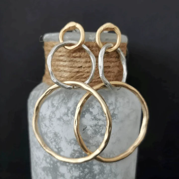 Vintage Creolen-Ohrringe in Gold und Silber