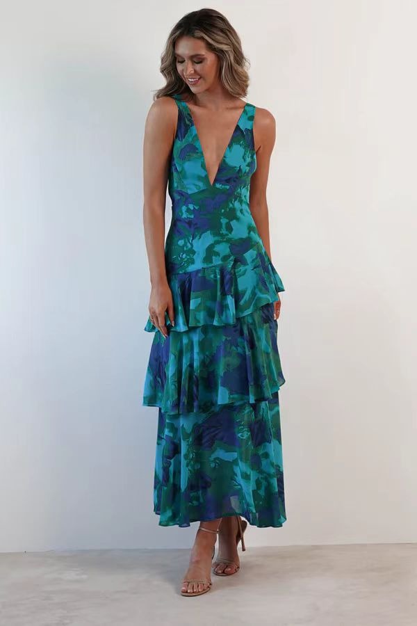 LISA | Floral Ruffled Maxi Dress