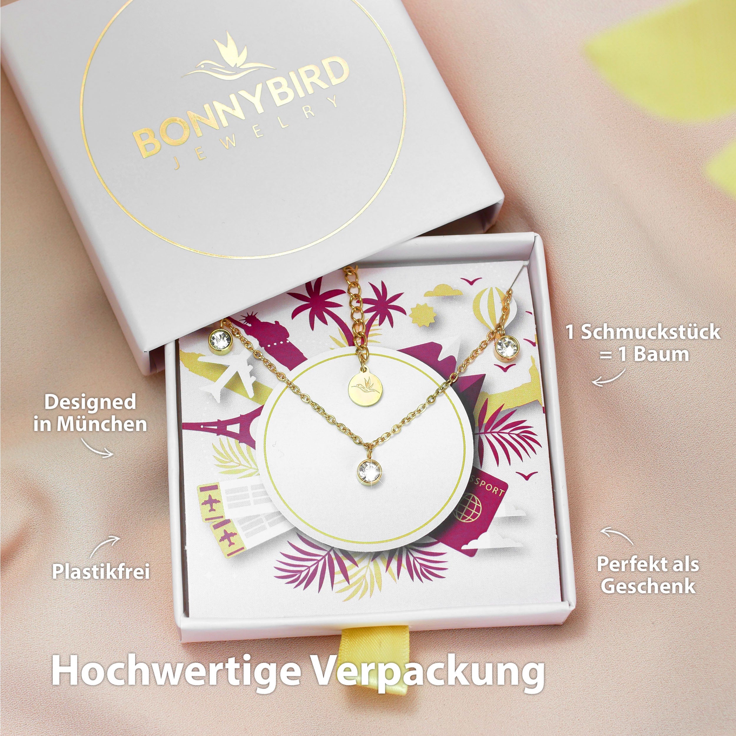 BonnyDiamonds Kette mit 8 Steinen Gold