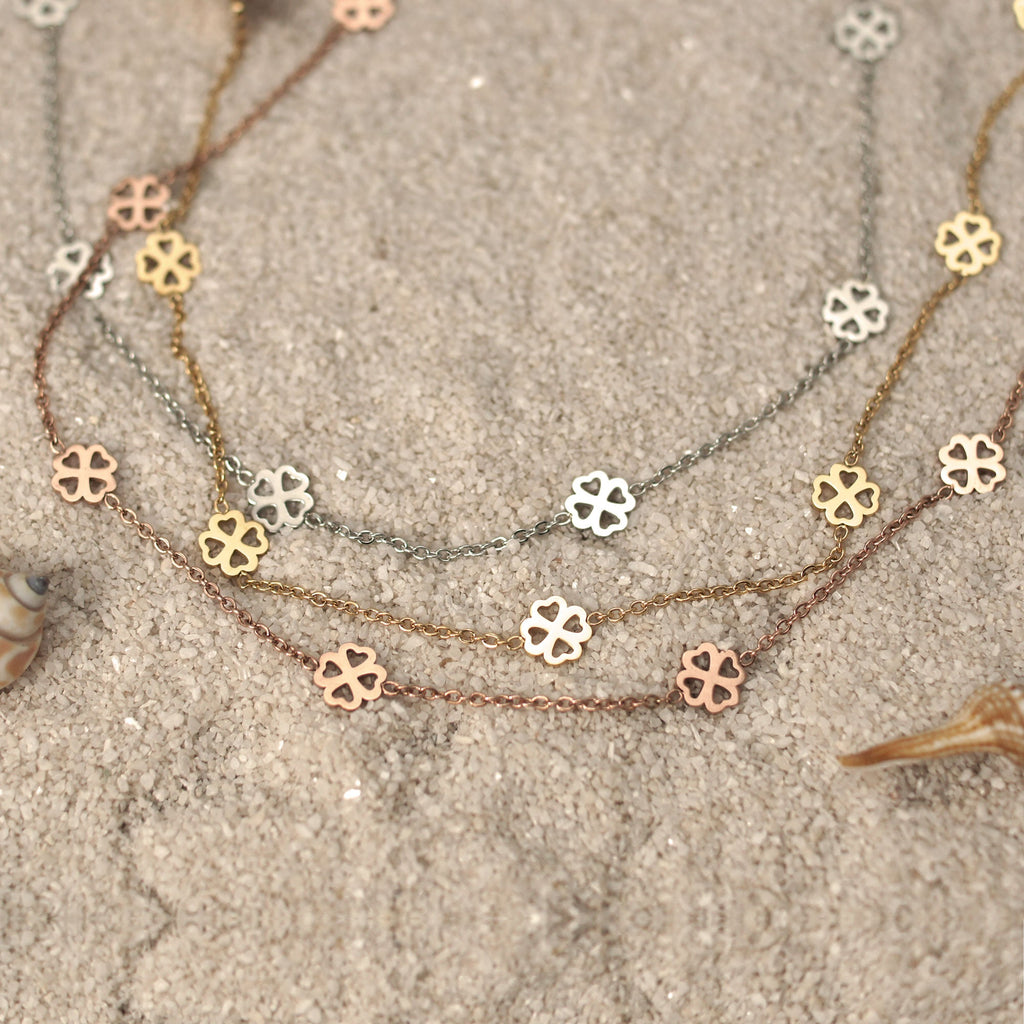 Bundle: BonnyBliss Kleeblatt Kette + Armband Silber