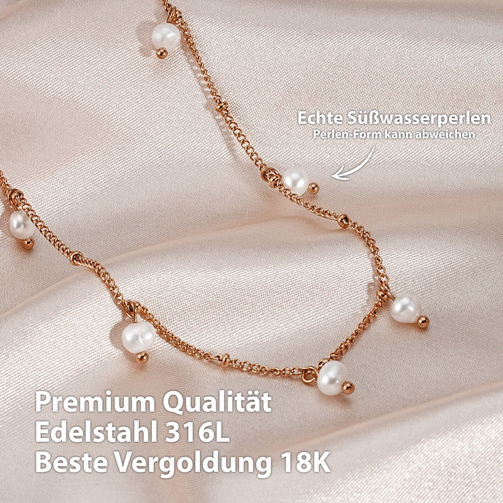 BonnyOcean Kette Rosegold mit echten Süßwasserperlen