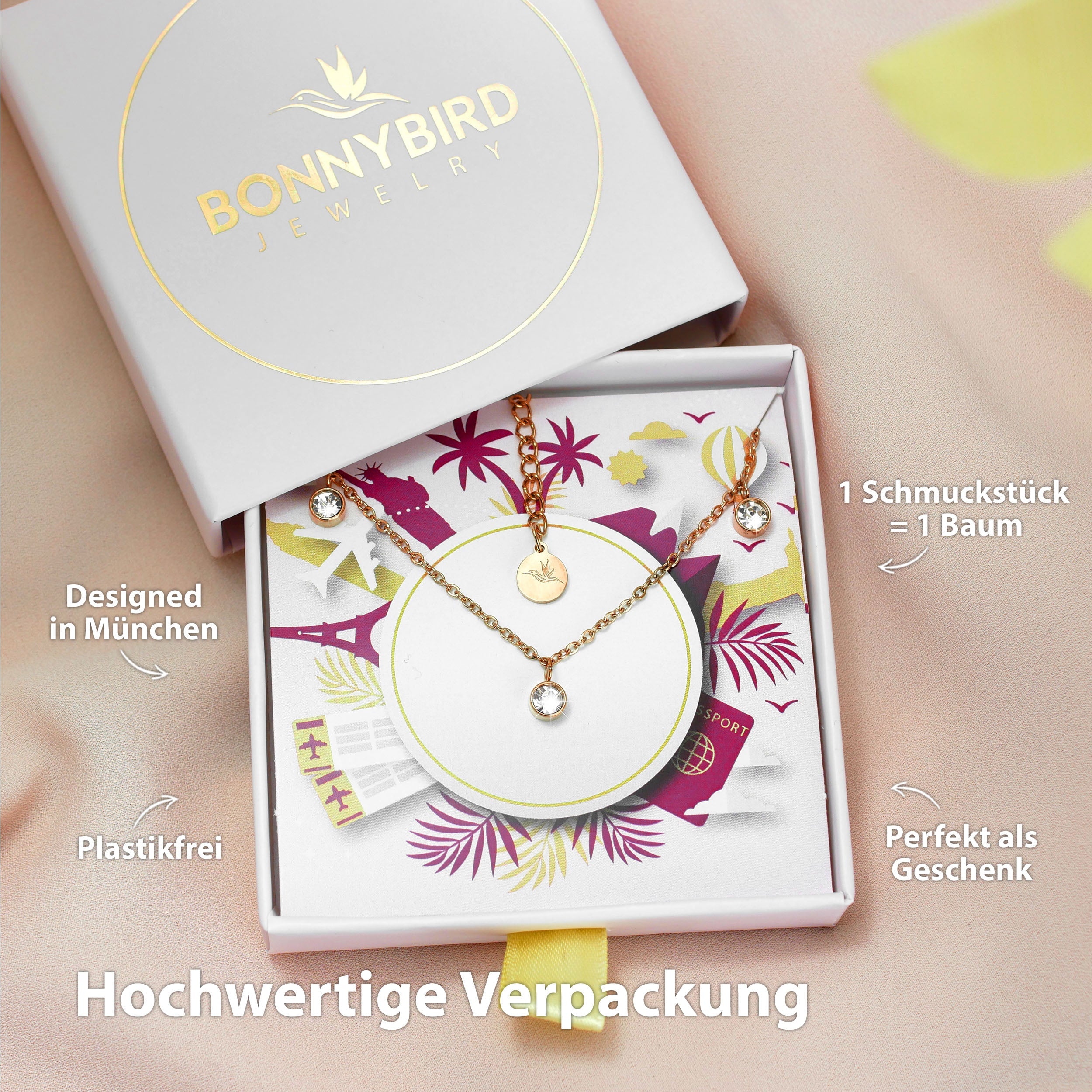 BonnyDiamonds Kette mit 8 Steinen Rose