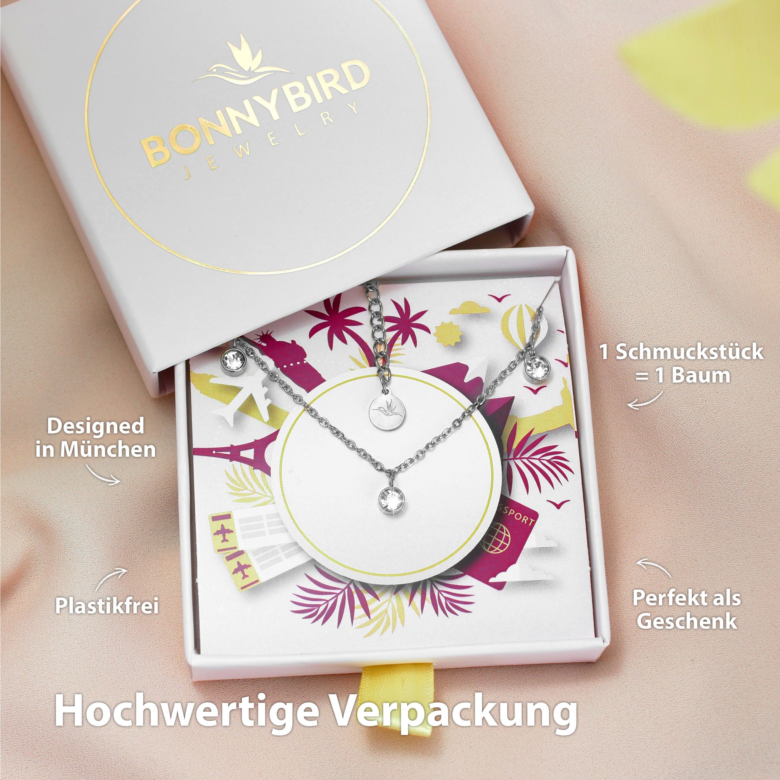 BonnyDiamonds Kette mit 8 Steinen Silber