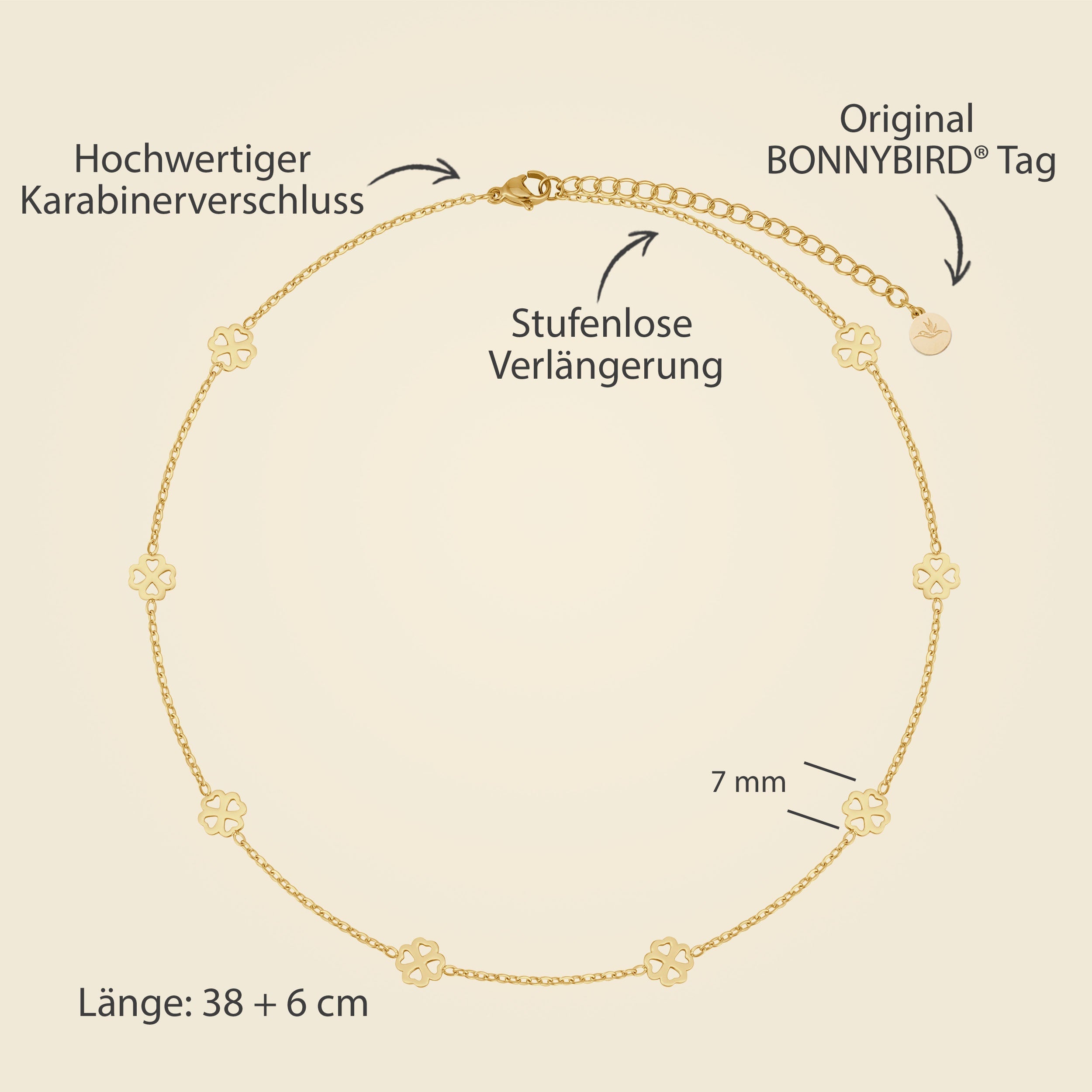 BonnyBliss Kette Kleeblatt Gold