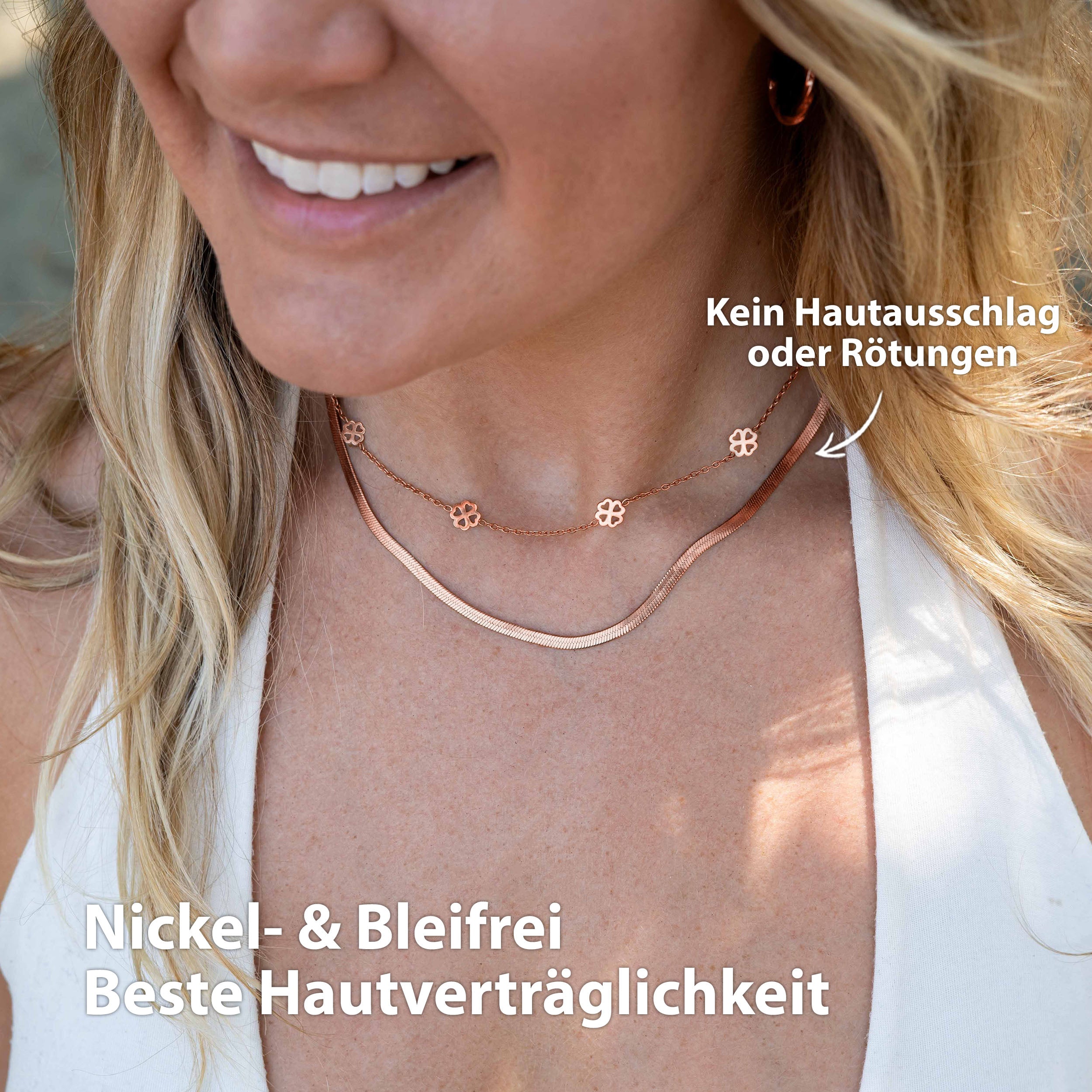 BonnyBliss Kette Kleeblatt Rose