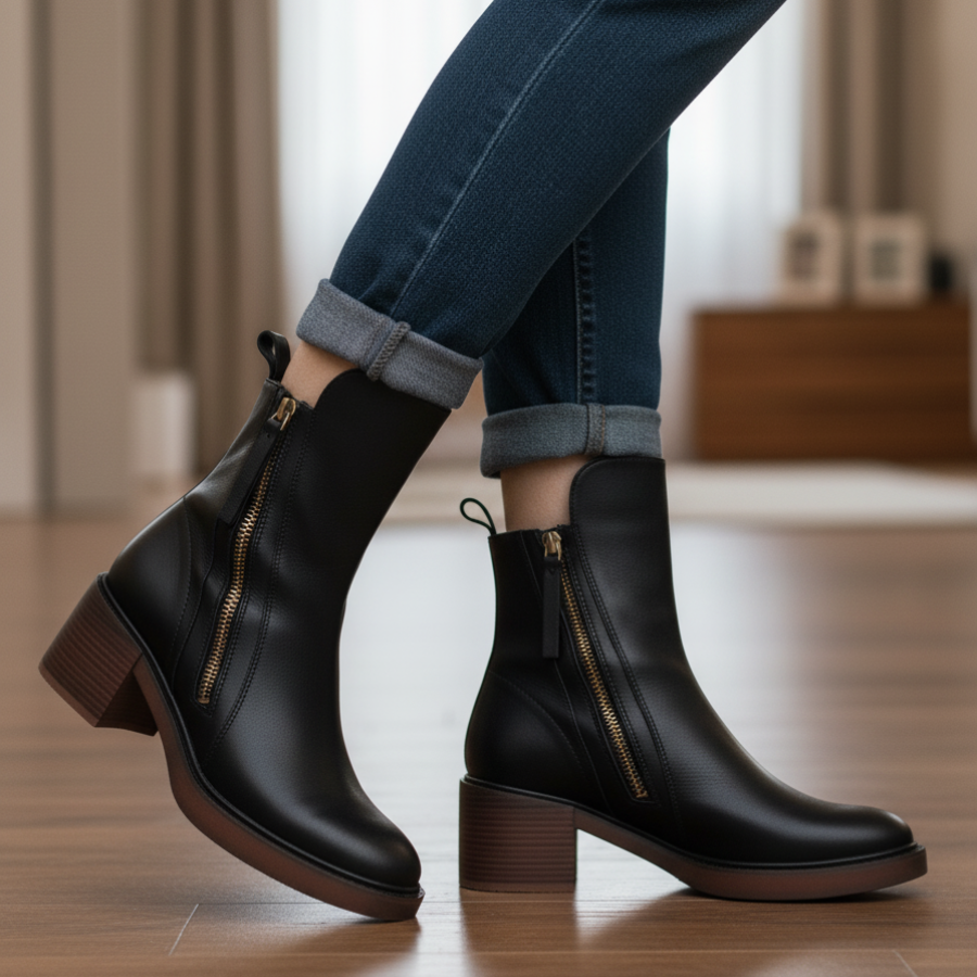 Marlow – Bottes en Cuir à Talon Carré