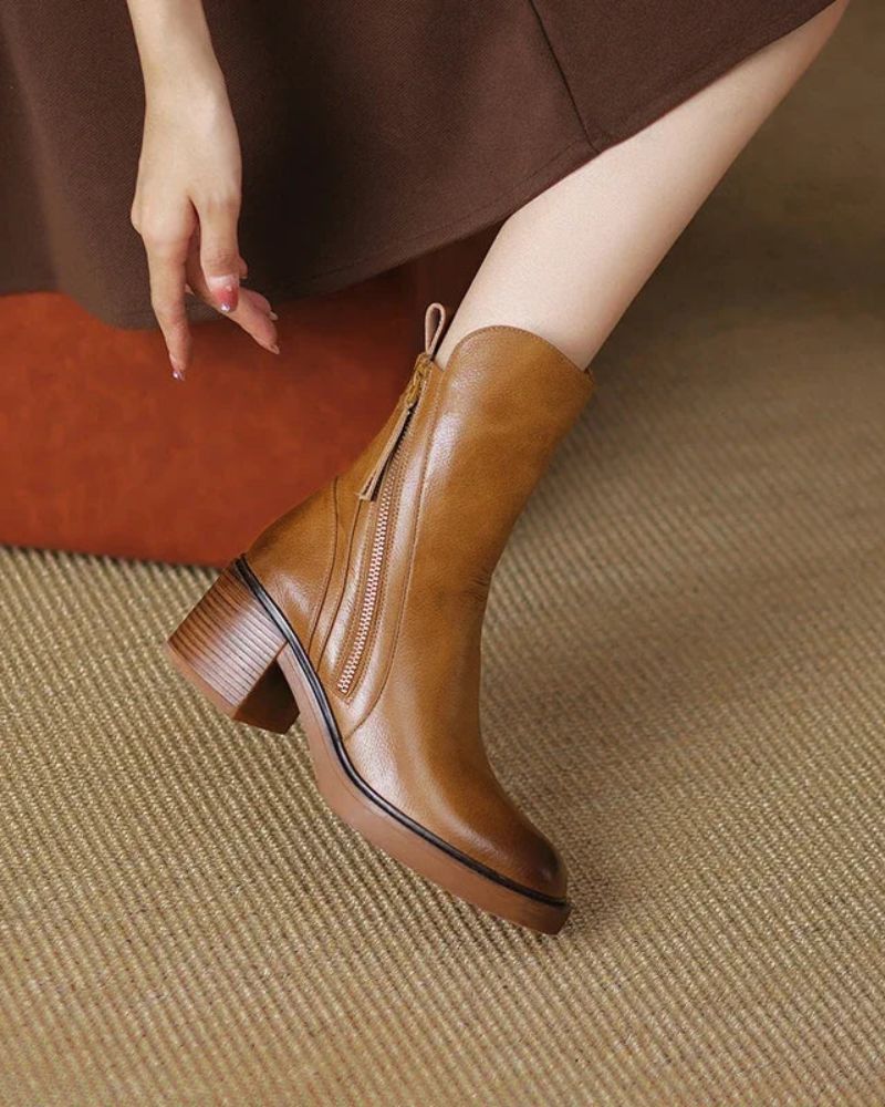 Marlow – Bottes en Cuir à Talon Carré