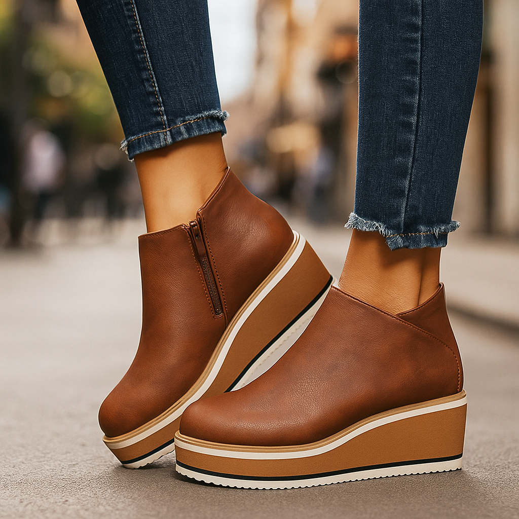 Camille - Bottines Compensées à Zip Latéral