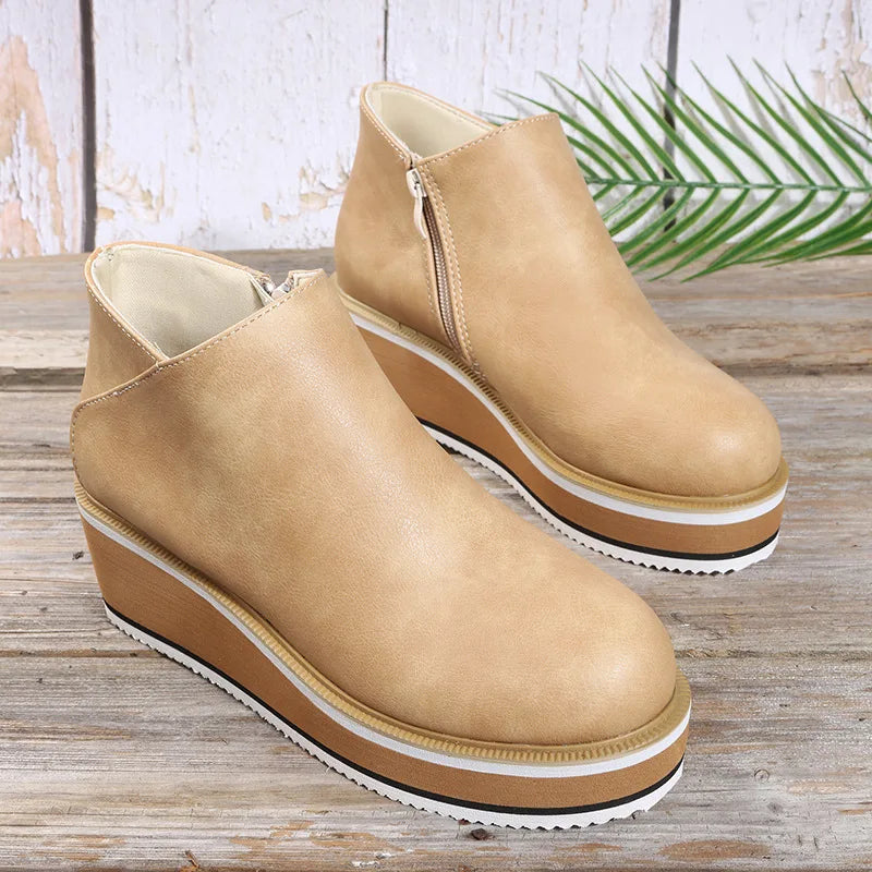 Camille - Bottines Compensées à Zip Latéral