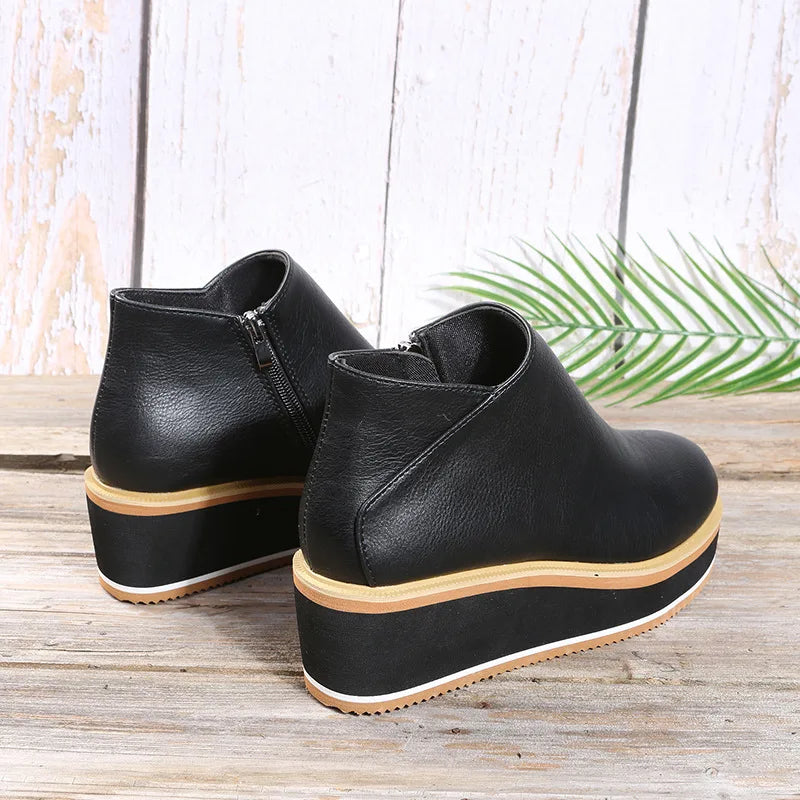 Camille - Bottines Compensées à Zip Latéral