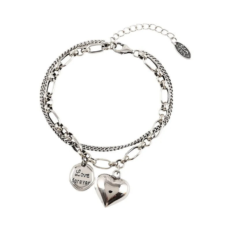 925er Silberarmband mit der Gravur „Love Forever“ und 2 kostenlosen Charms