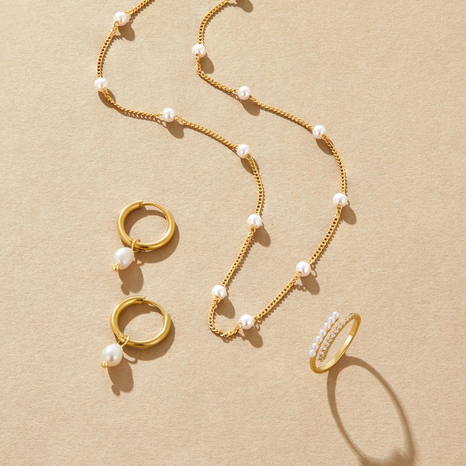 Zeitlose Perlen-Gold-Halskette