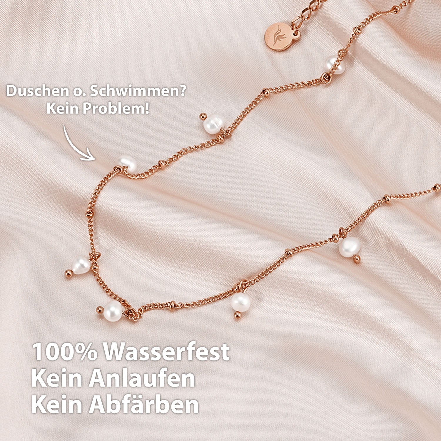 BonnyOcean Kette Rosegold mit echten Süßwasserperlen