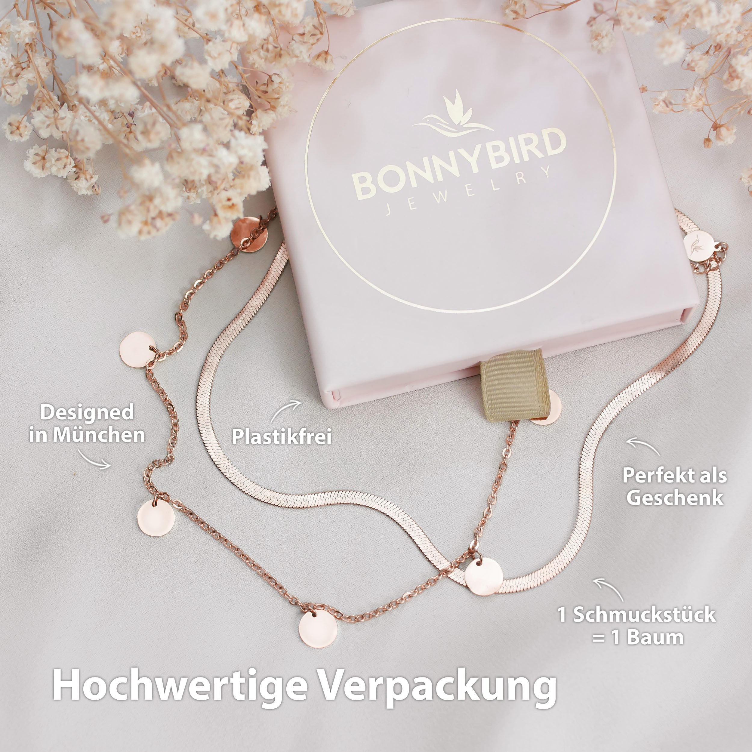 BonnyCoin Kette mit Plättchen Rose