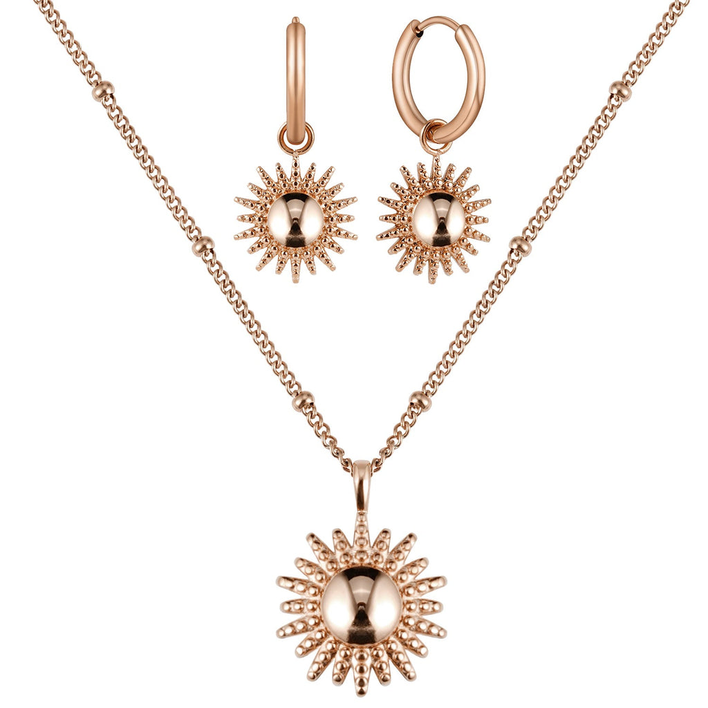 Bundle: BonnySun Kette + Ohrringe Sonne Roségold